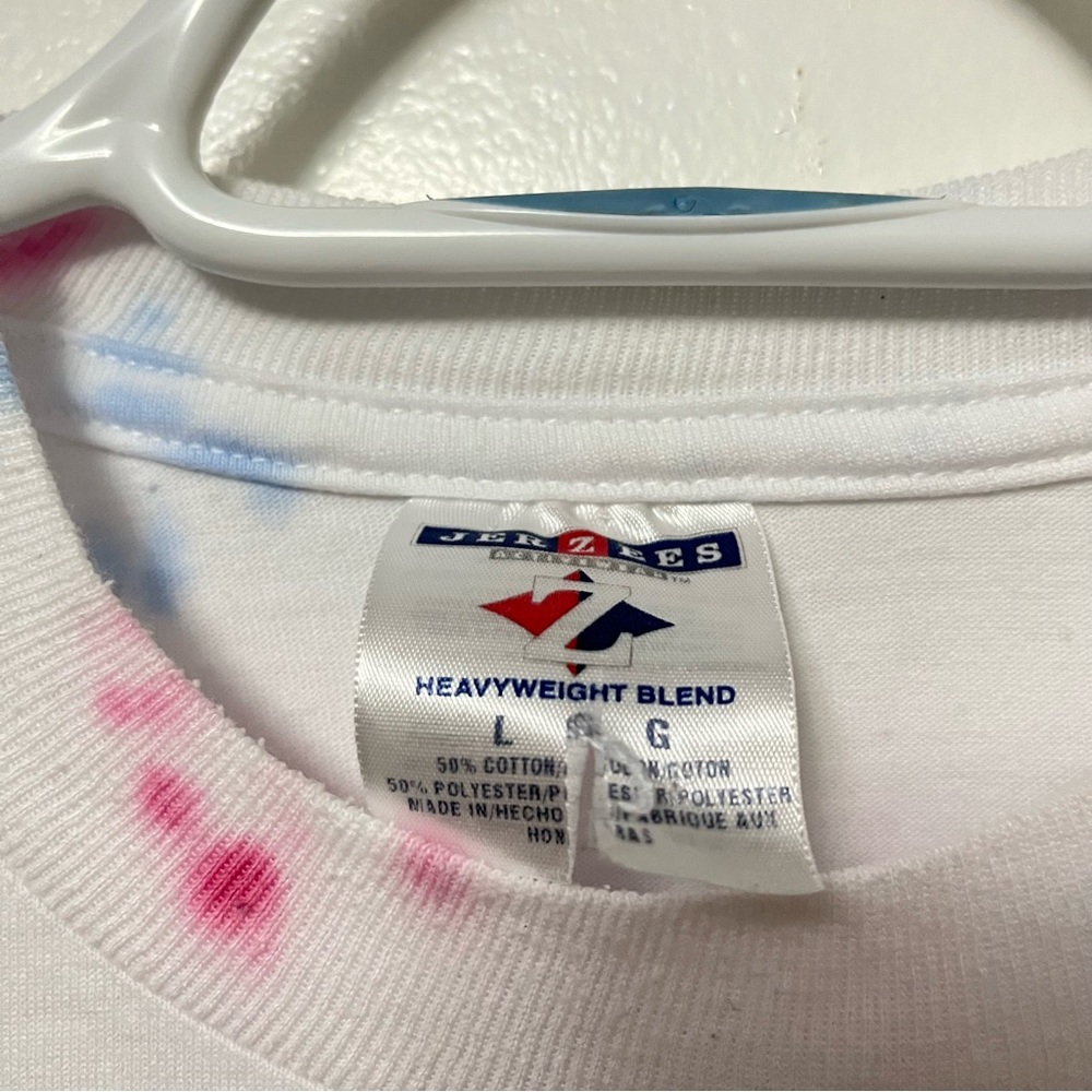 VINTAGE 90s USA AMERICA CREST FLAG BALD EAGLE PATRIOTIC CUSTOM TIE DYE TEE - Picture 4 of 5